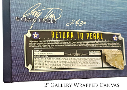 The Return to Pearl - B-17E Flying Fortress Canvas | INCLUDES: Skin Fragment