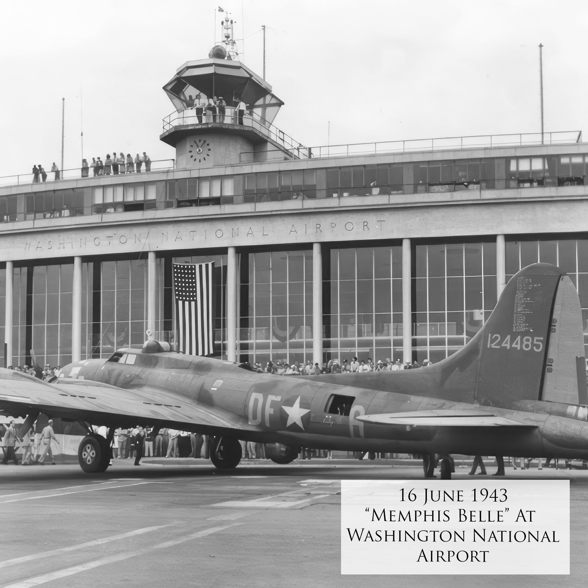 Memphis Awaits the Belle - B-17E Memphis Belle Canvas | INCLUDES: Tire Fragment