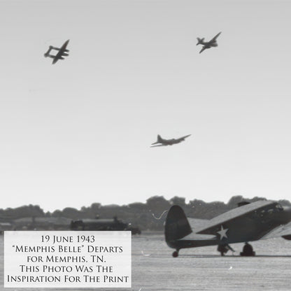 Memphis Awaits the Belle - B-17E Memphis Belle Canvas | INCLUDES: Tire Fragment