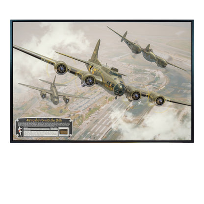 Memphis Awaits the Belle - B-17E Memphis Belle Canvas | INCLUDES: Tire Fragment