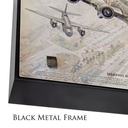 Memphis Awaits the Belle - B-17E Memphis Belle Canvas | INCLUDES: Tire Fragment