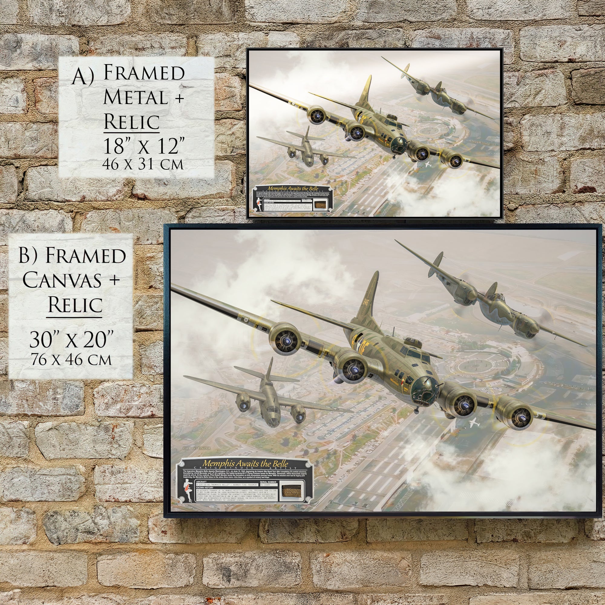 Memphis Awaits the Belle - B-17E Memphis Belle Canvas | INCLUDES: Tire Fragment
