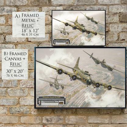 Memphis Awaits the Belle - B-17E Memphis Belle Canvas | INCLUDES: Tire Fragment