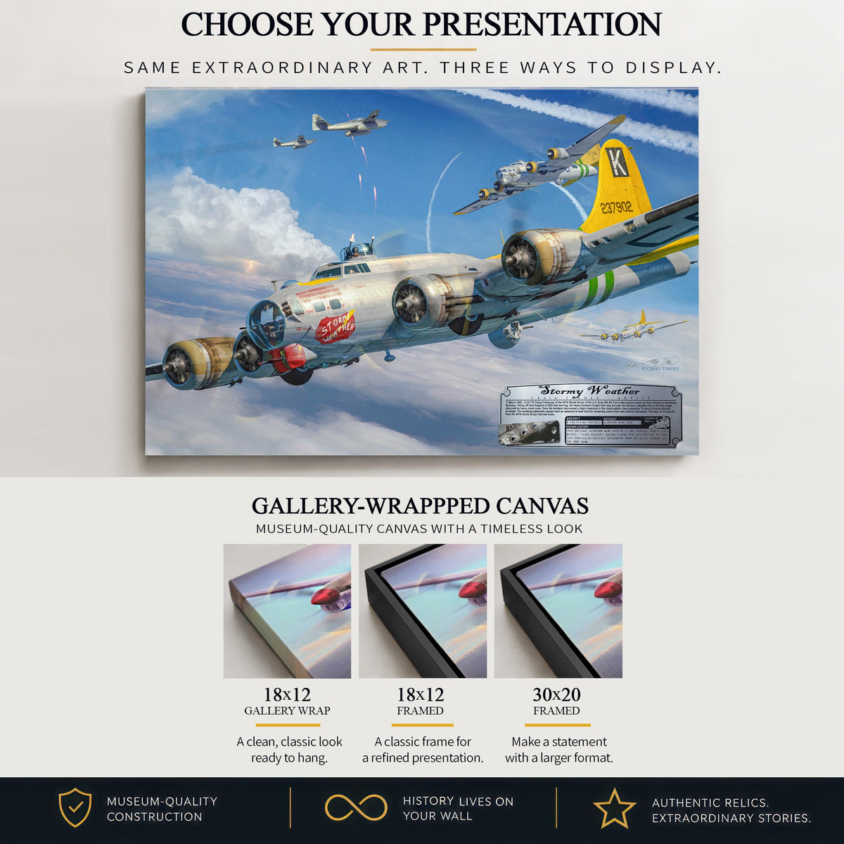 B-17 Flying Fortress Stormy Weather gallery-wrapped canvas