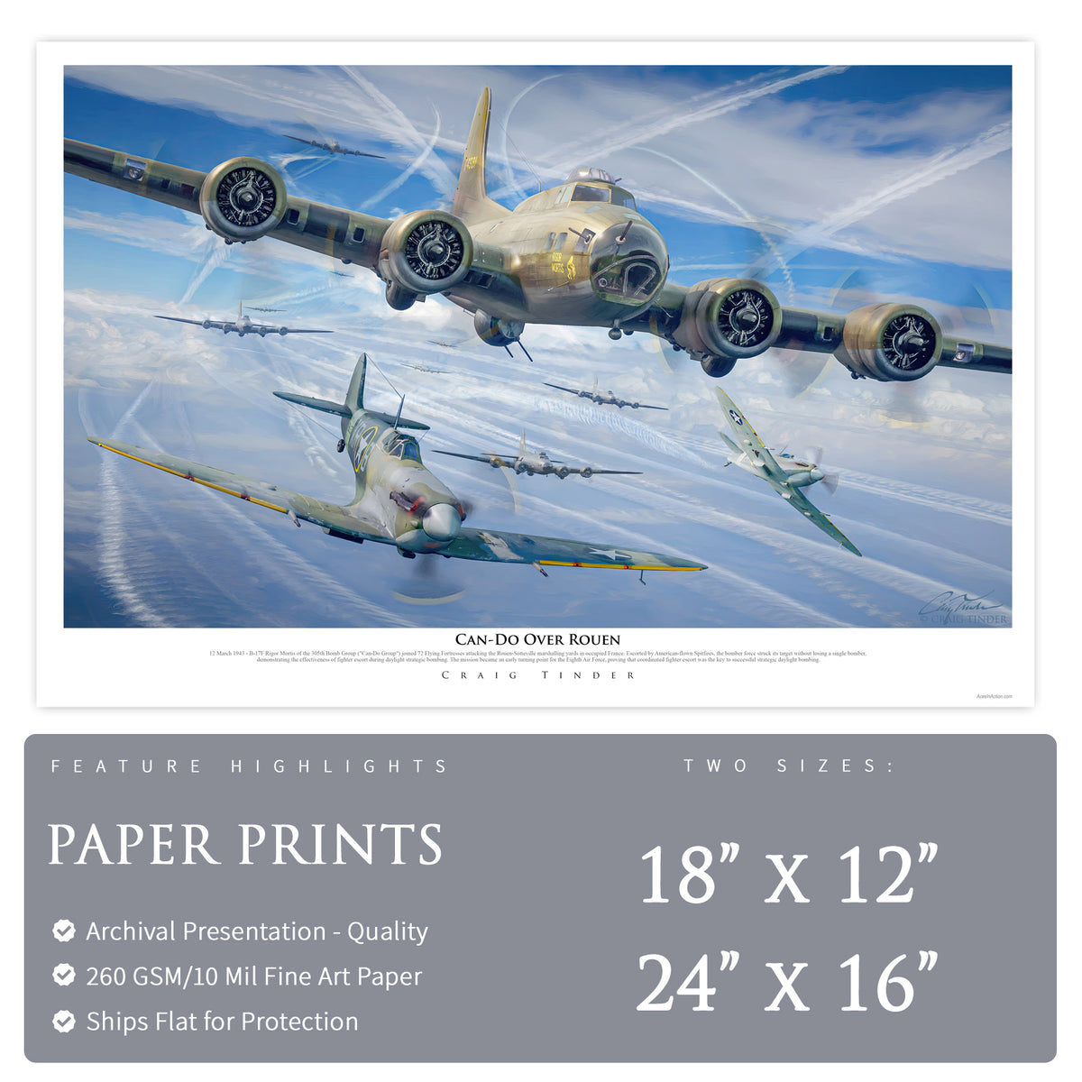 B-17 Flying Fortress Can-Do Over Rouen Art Print