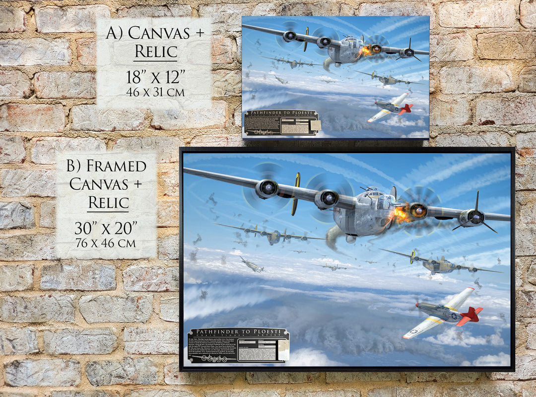 Pathfinder to Ploesti - B-24 Liberator Canvas with B-24 Relic