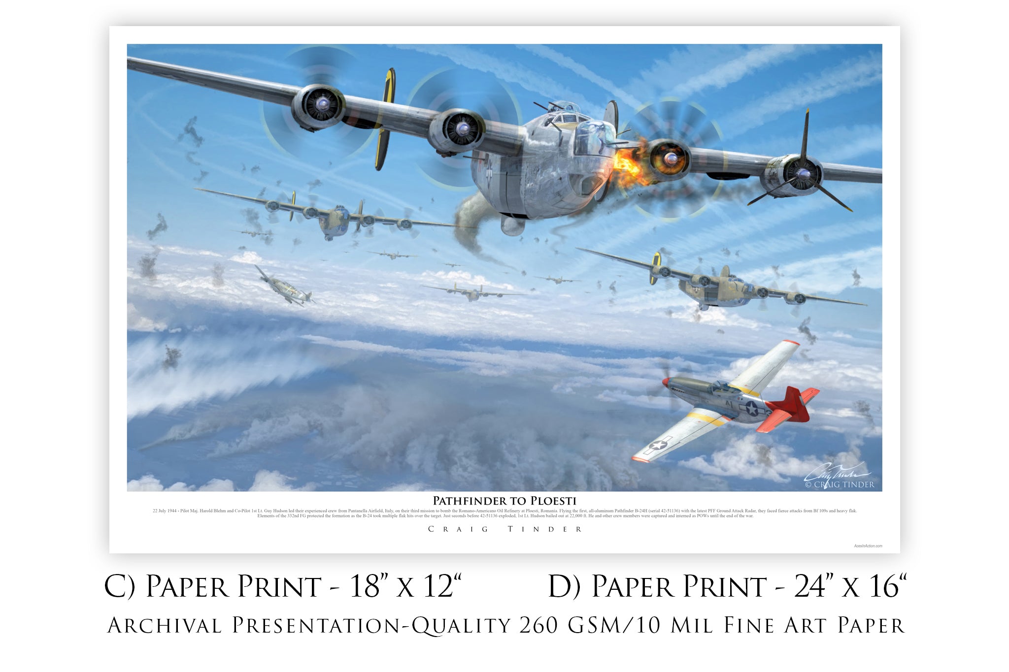 Pathfinder to Ploesti - B-24 Liberator Canvas | INCLUDES: Cowl Flap Relic