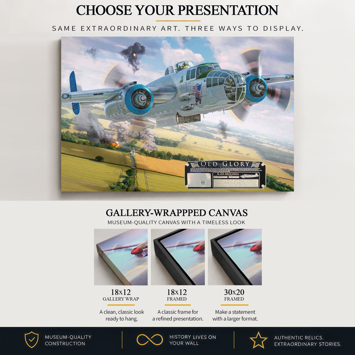 B-25 Mitchell Old Glory gallery-wrapped canvas