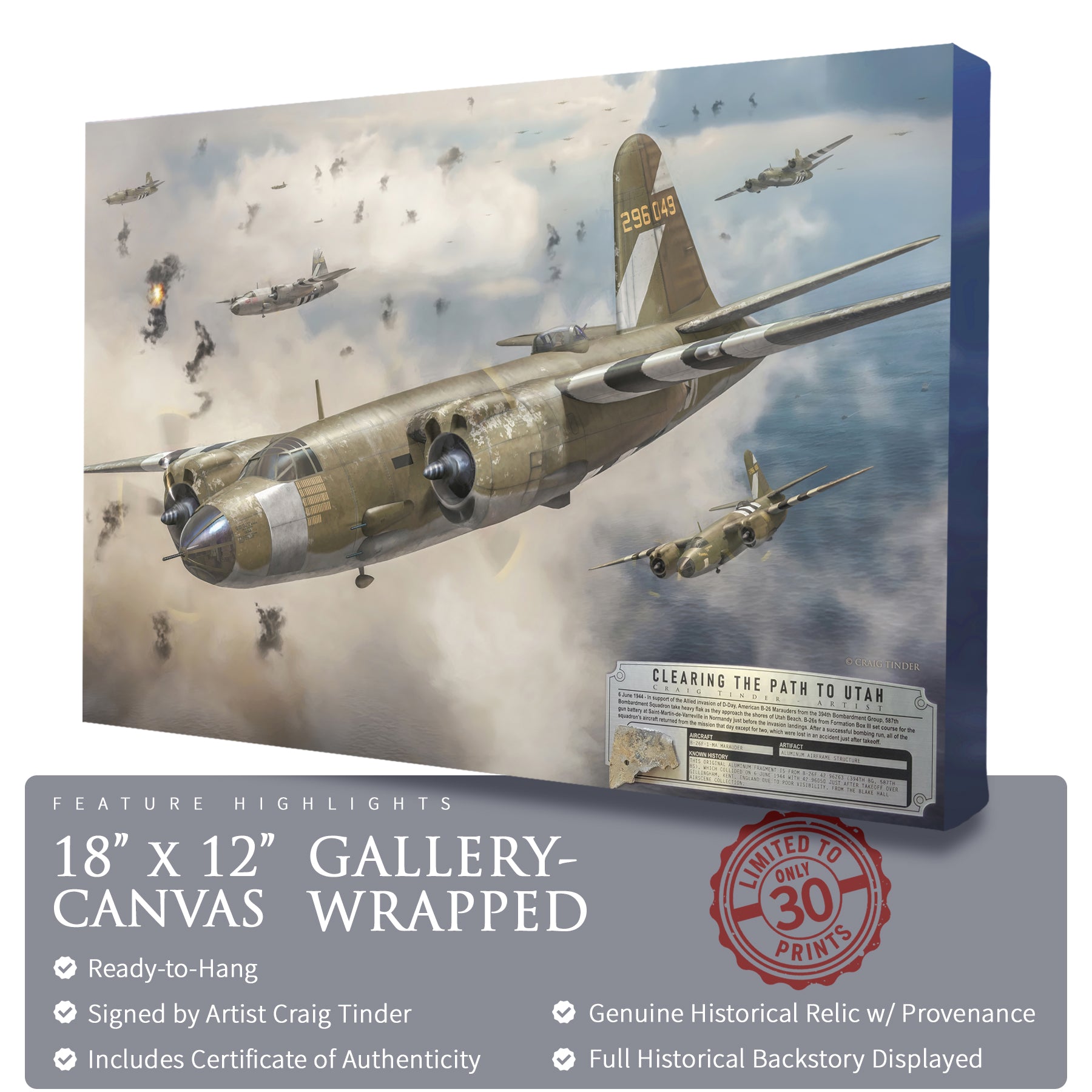 B-26 Marauder - Clearing the Path to Utah Canvas | INCLUDES: Airframe Fragment