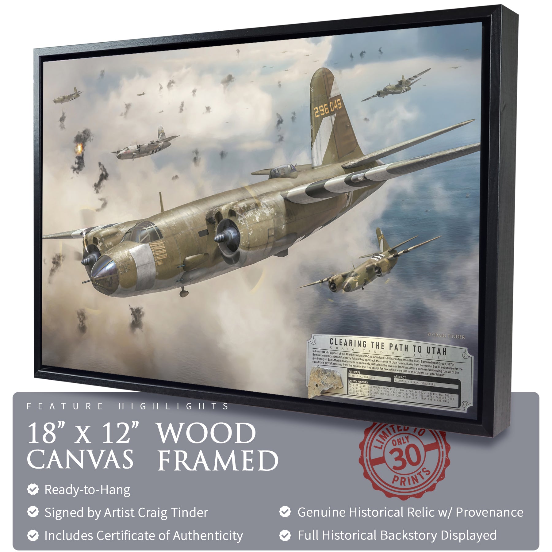 B-26 Marauder - Clearing the Path to Utah Canvas | INCLUDES: Airframe Fragment