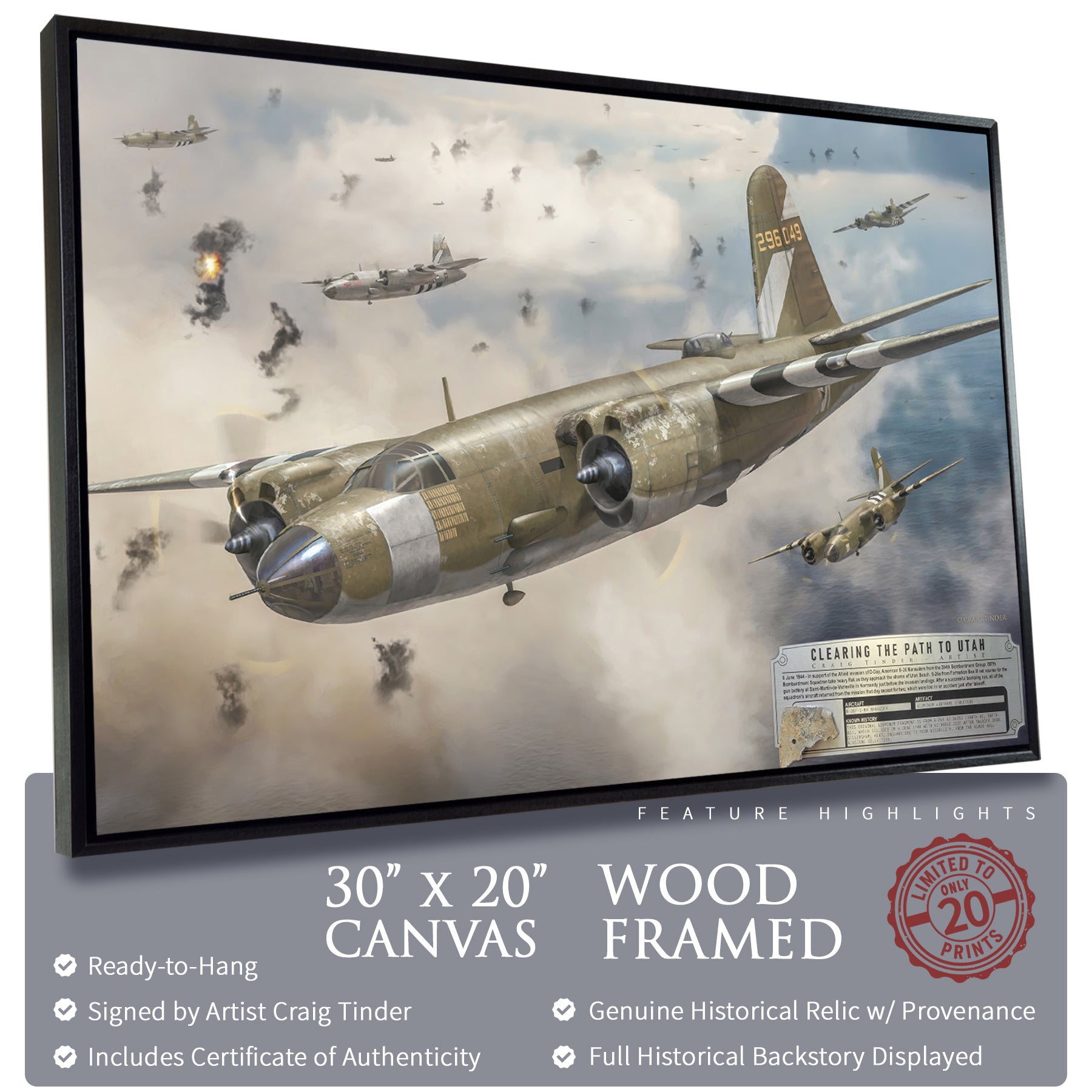 B-26 Marauder - Clearing the Path to Utah Canvas | INCLUDES: Airframe Fragment