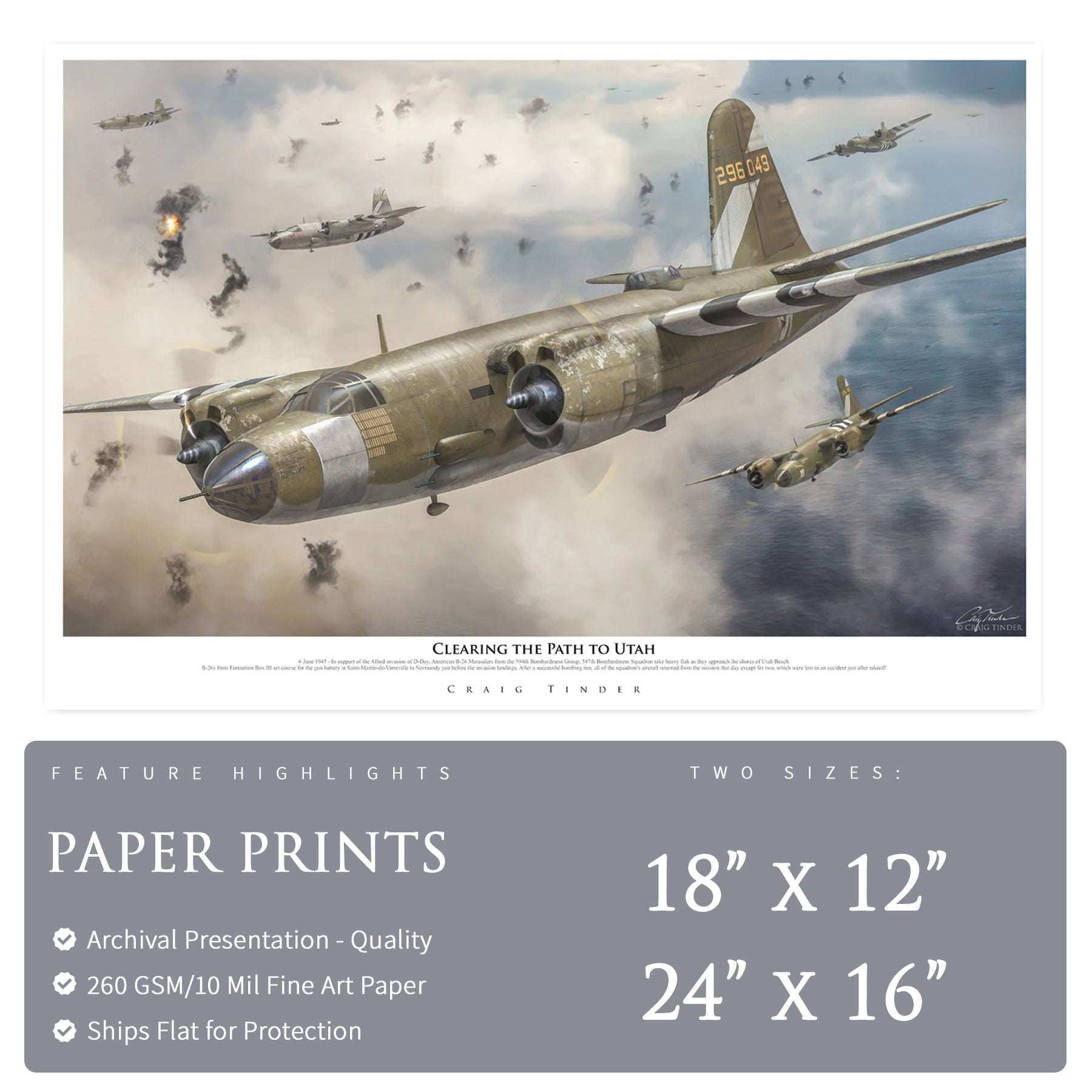 B-26 Marauder - Clearing the Path to Utah Canvas | INCLUDES: Airframe Fragment