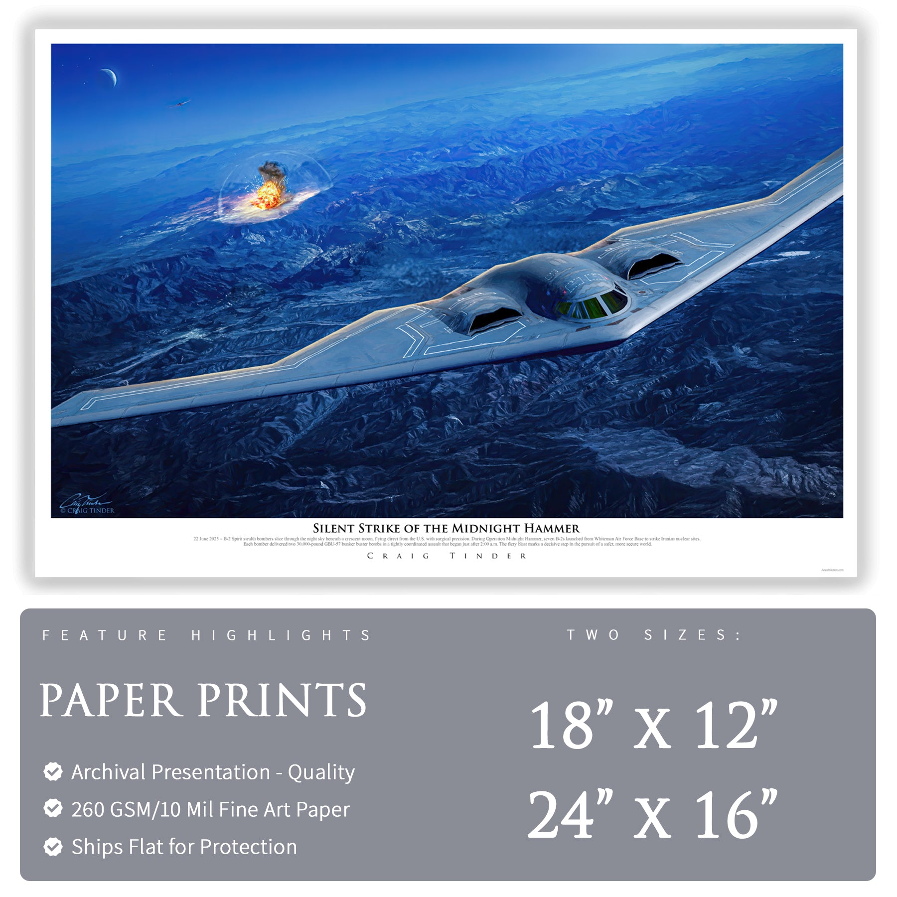 B-2 Spirit Bomber - Midnight Hammer Canvas | INCLUDES: B-2