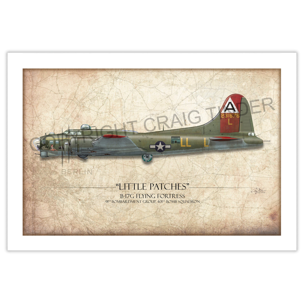 B-17 Flying Fortress - Little Patches historical reference map
