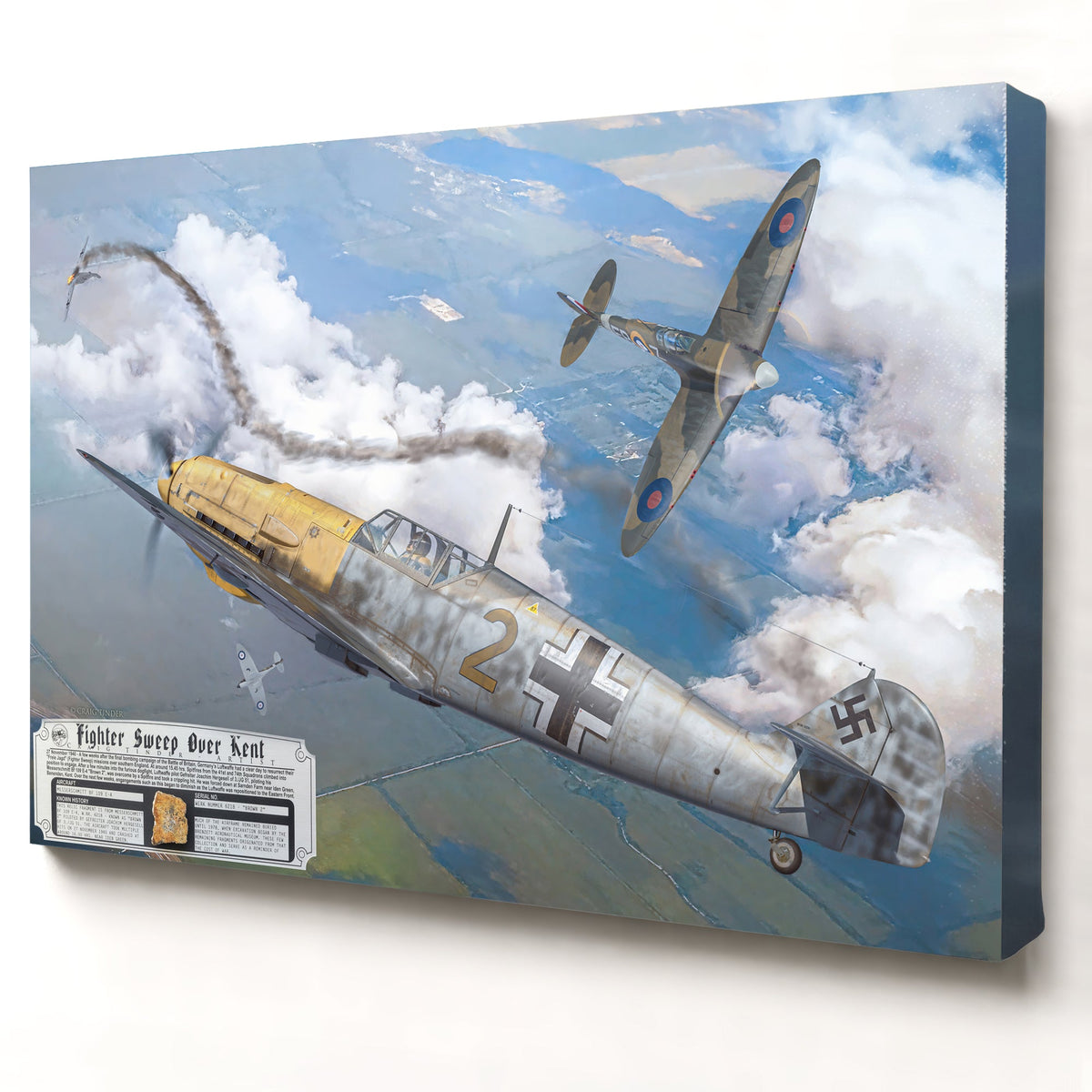 Messerschmitt Bf 109 Fighter Sweep Over Kent relic artwork by Craig Tinder