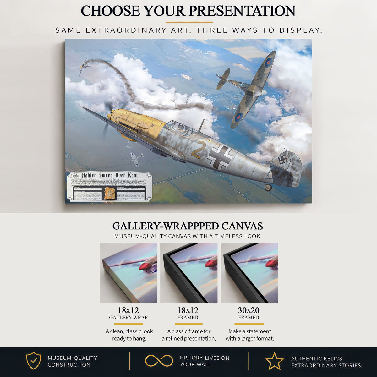 Messerschmitt Bf 109 Fighter Sweep Over Kent gallery-wrapped canvas