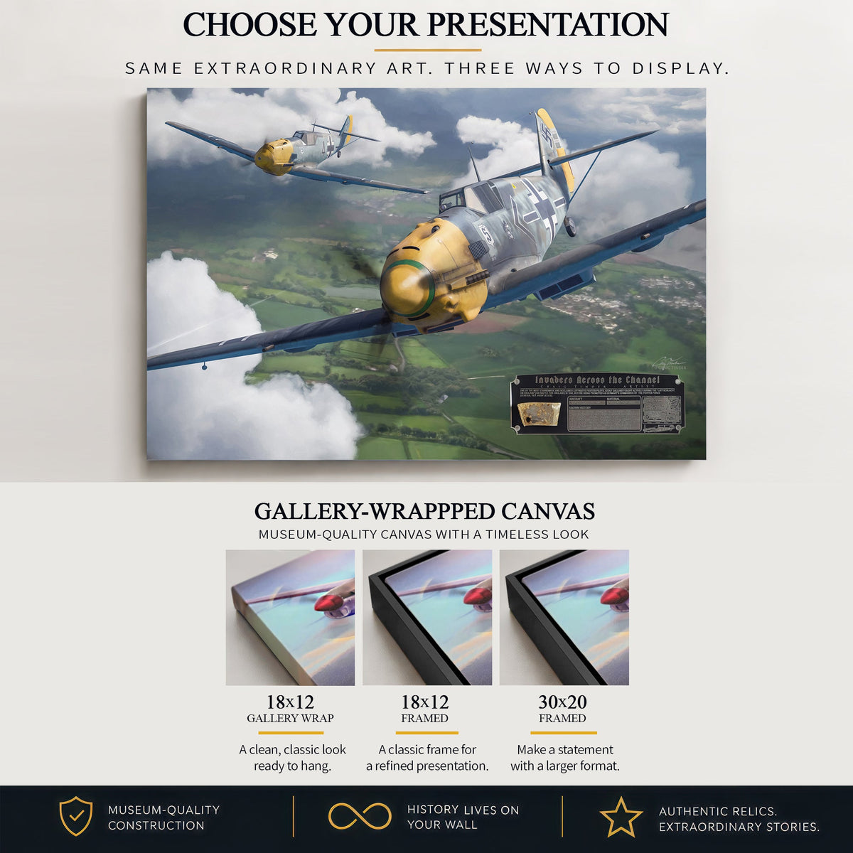 Messerschmitt Bf 109 Invaders Across the Channel gallery-wrapped canvas