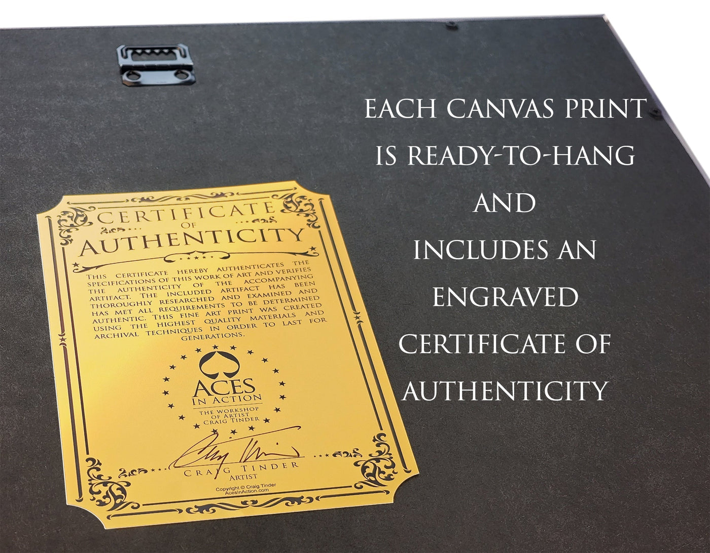 Photo of certificate of authenticity that is attached to the back of each canvas print.