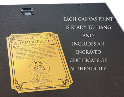 Photo of the certificate of authenticity that is on the back of each canvas print.