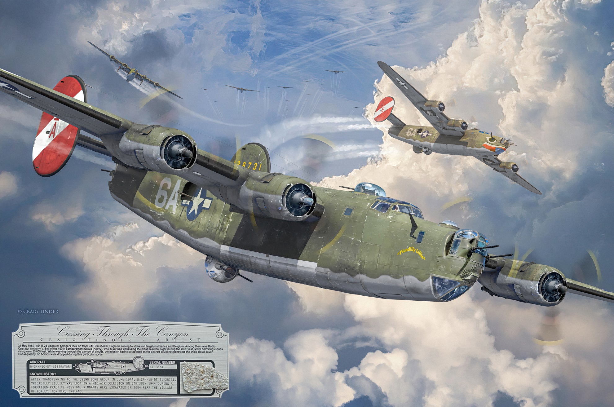 Crossing Through The Canyon - B-24 Liberator Canvas | INCLUDES: Aluminum and Engine Parts