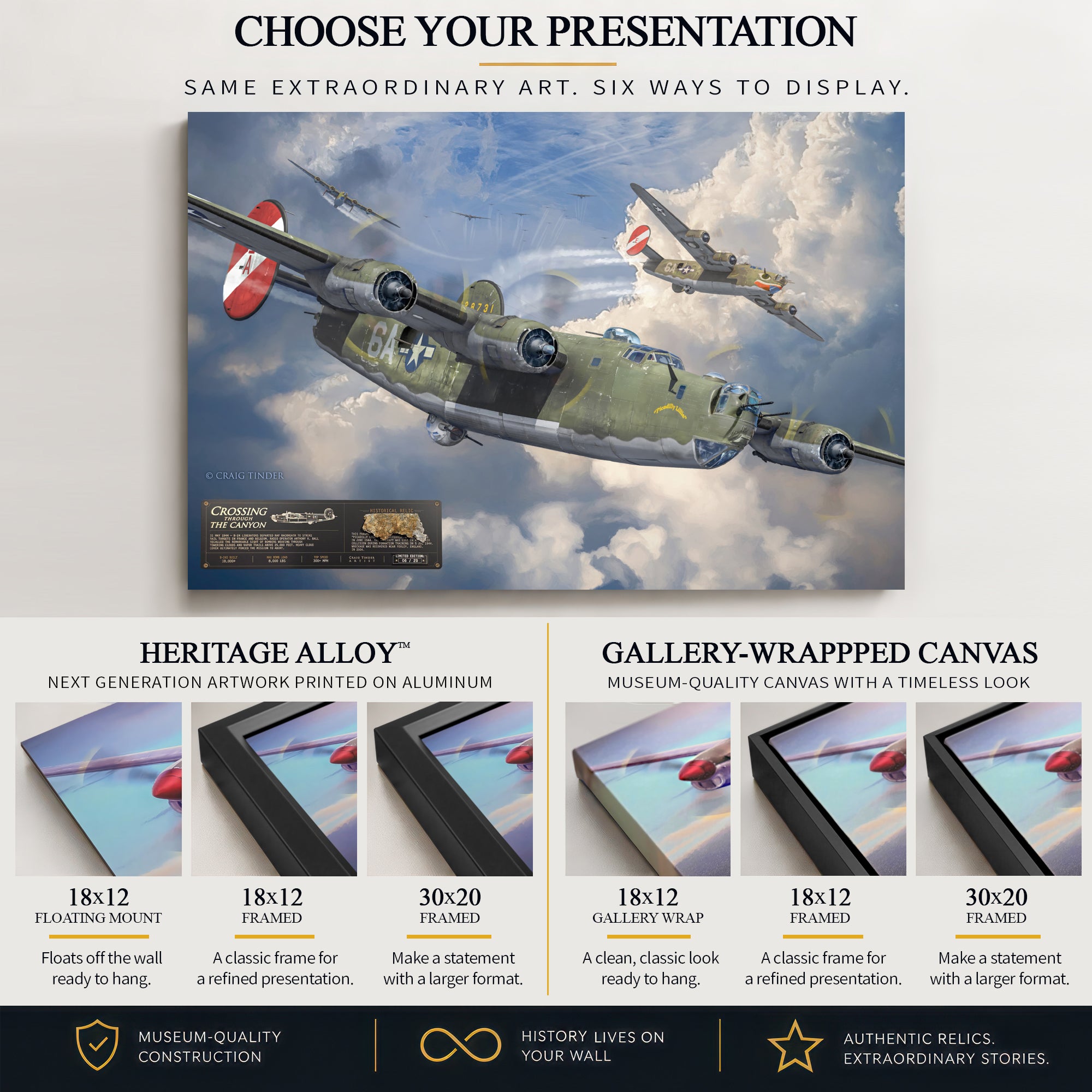 B-24 Crossing Through The Canyon | Relic Art – Aces In Action
