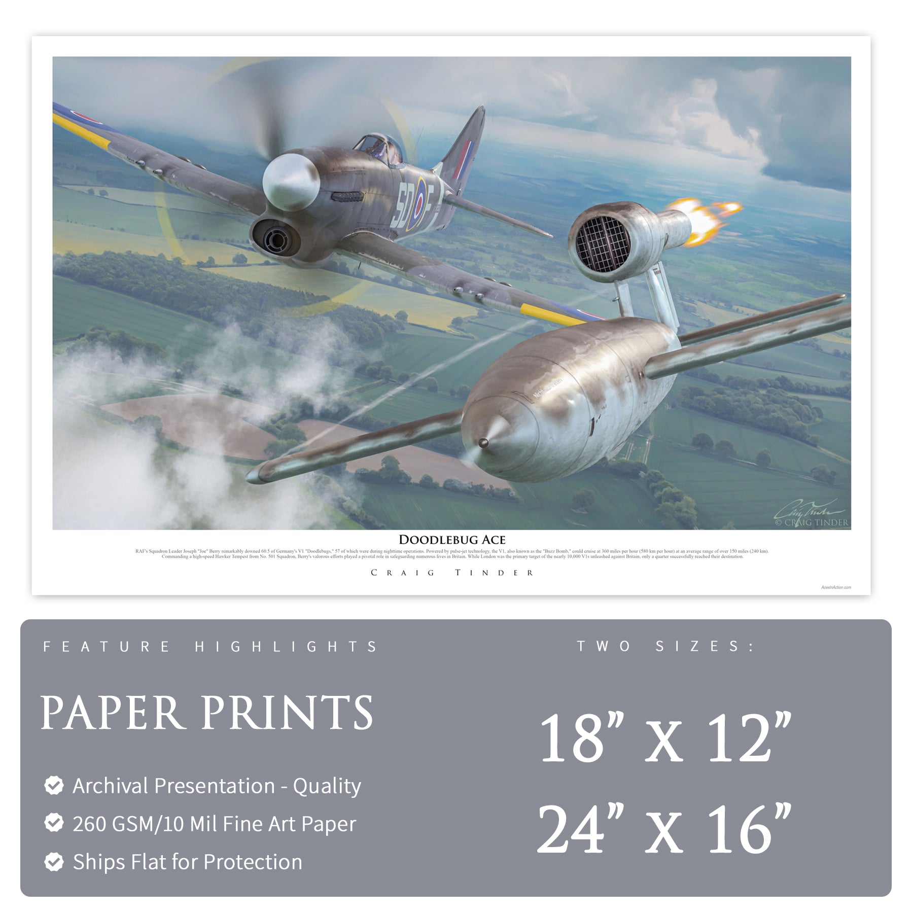 V1 Rocket - Doodlebug Ace - Aviation Art