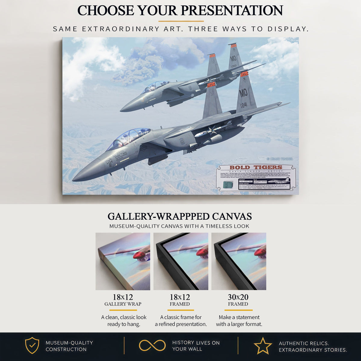 F-15E Strike Eagle Bold Tigers gallery-wrapped canvas