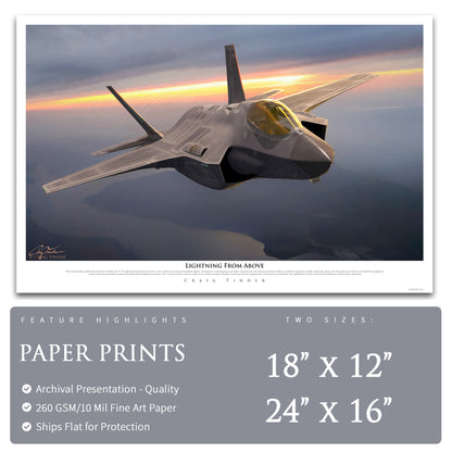 F-35 Lightning II - Lightning From Above Canvas | INCLUDES: Authentic Patch