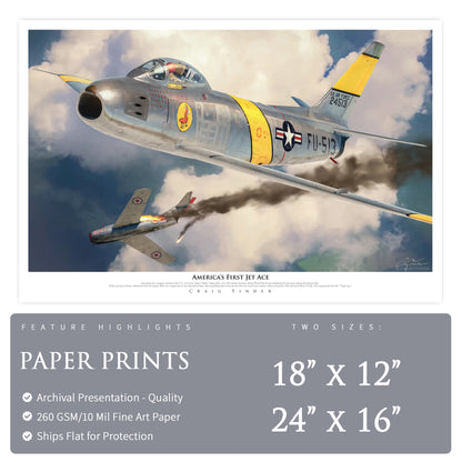 F-86 A Sabre - America's First Jet Ace Canvas | INCLUDES: Access Panel Relic