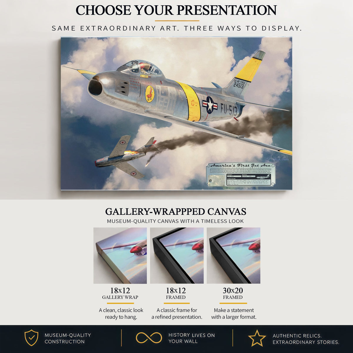 F-86 Sabre America's First Jet Ace gallery-wrapped canvas