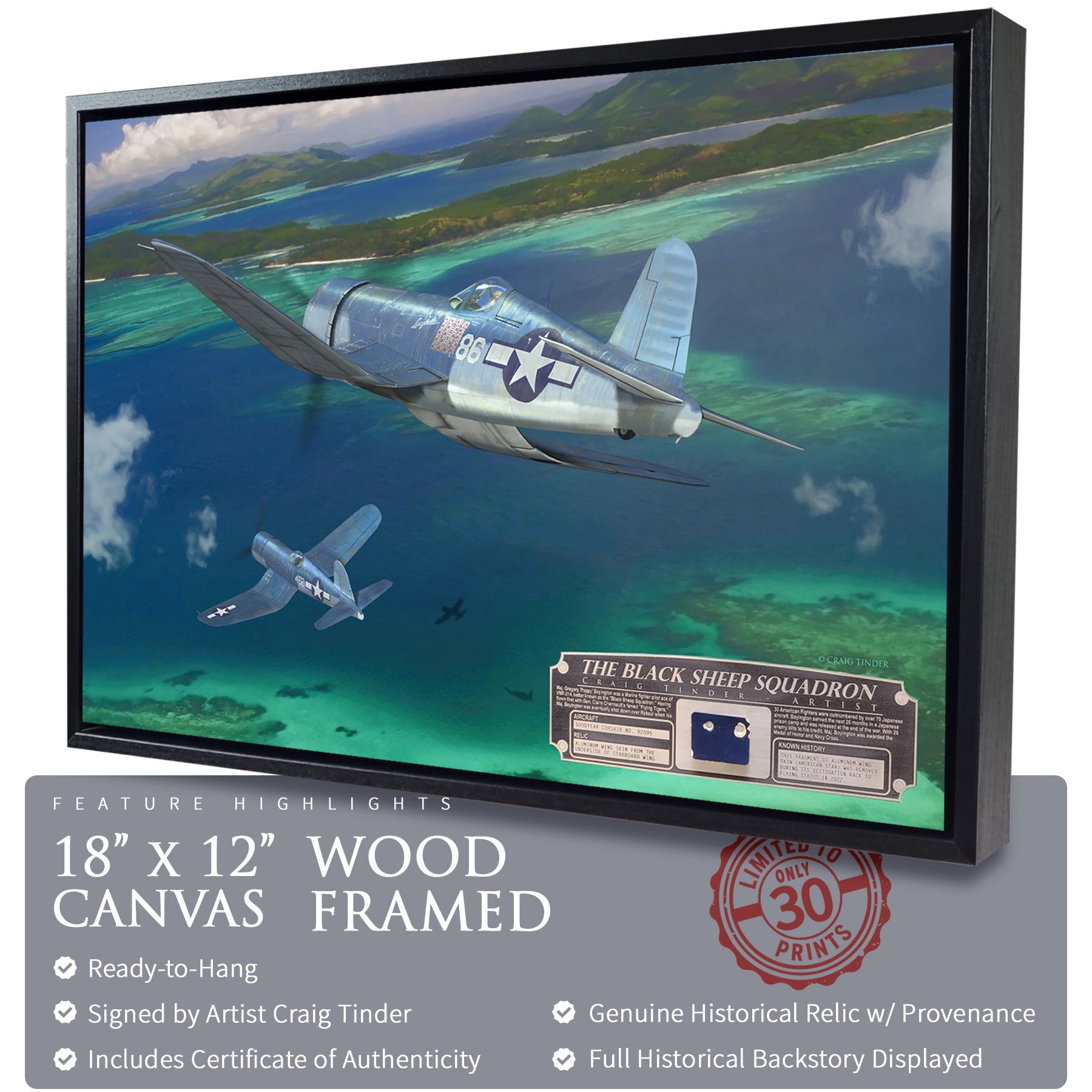 F4U Corsair Black Sheep Squadron Canvas | INCLUDES: Wing Relic