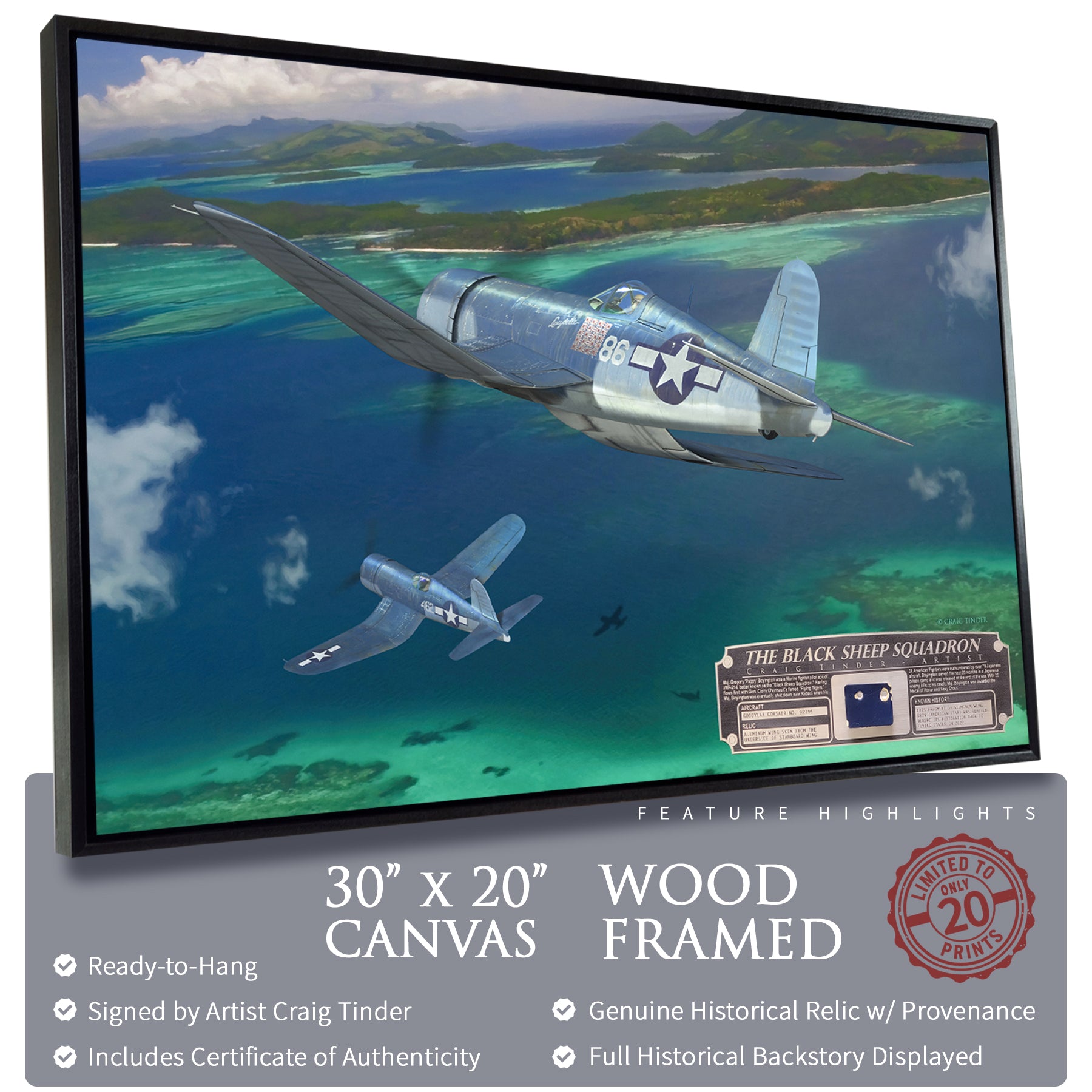 F4U Corsair Black Sheep Squadron Canvas | INCLUDES: Wing Relic
