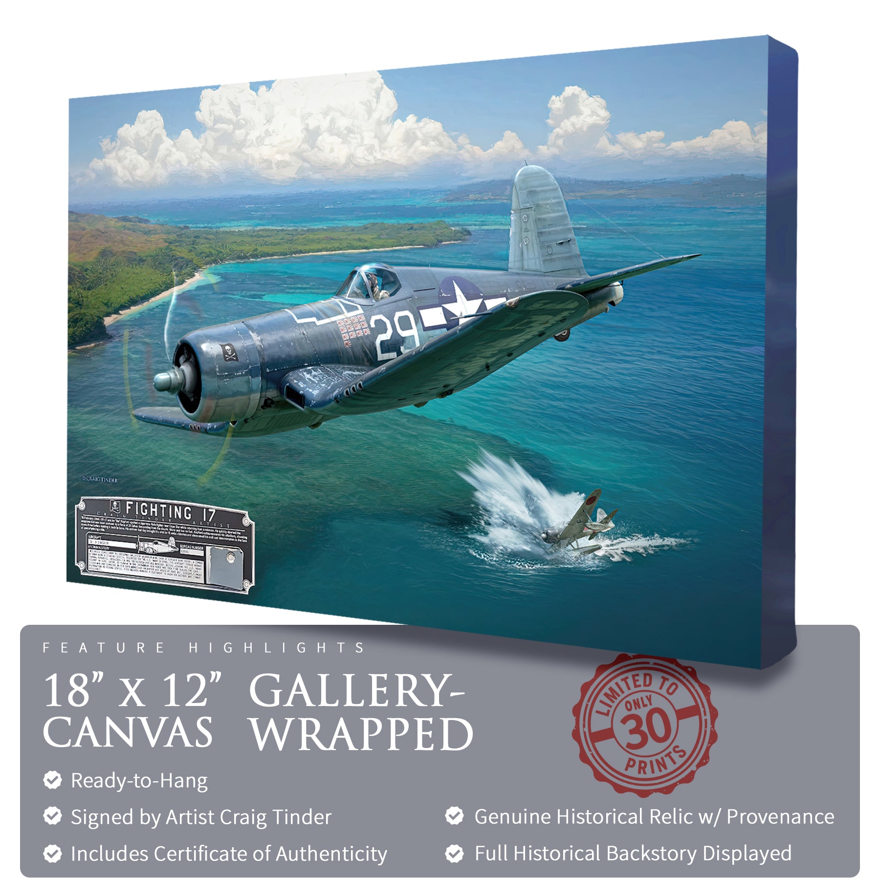 F4U Corsair - Fighting 17 Canvas | INCLUDES: Wing Relic