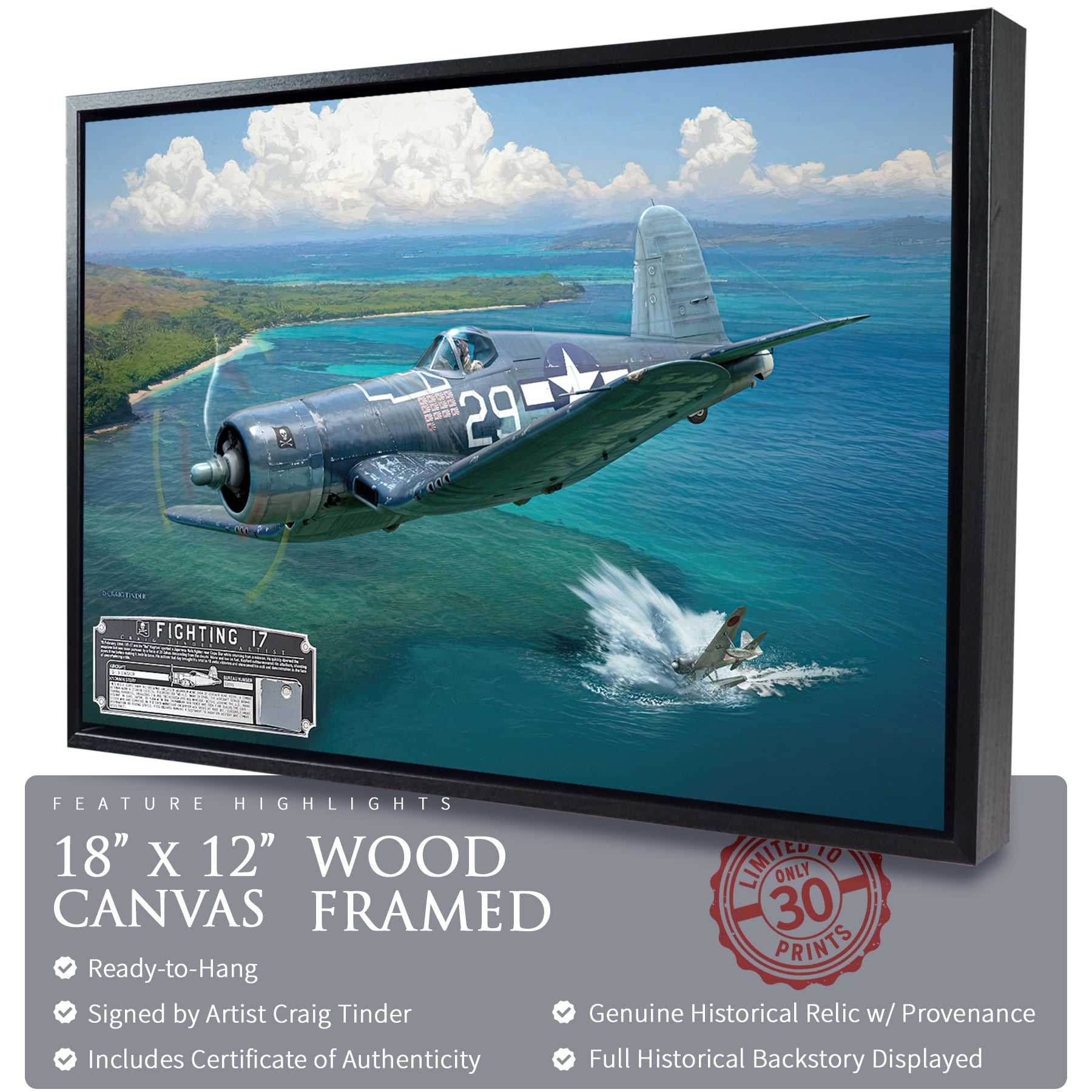 F4U Corsair - Fighting 17 Canvas | INCLUDES: Wing Relic