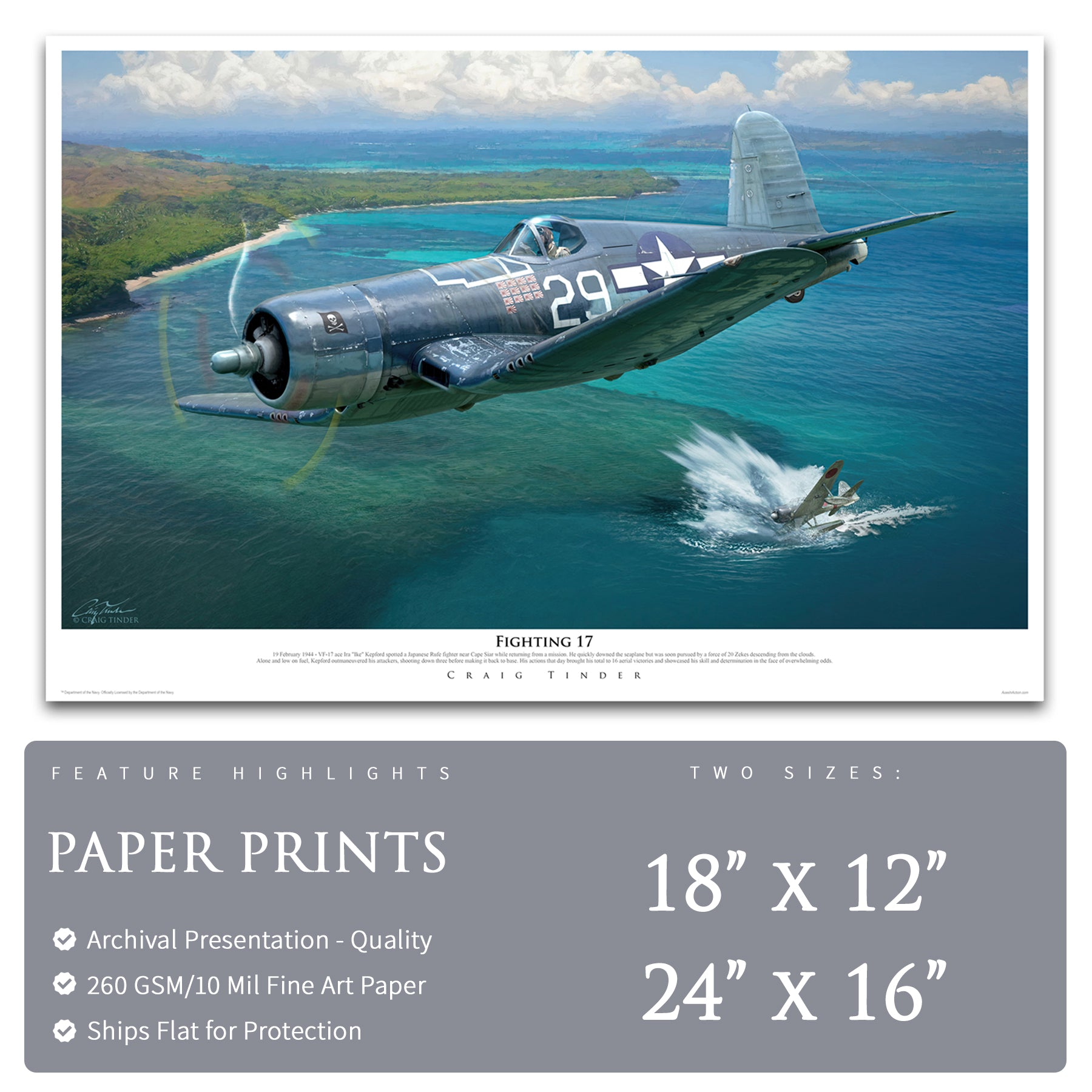 F4U Corsair - Fighting 17 Canvas | INCLUDES: Wing Relic