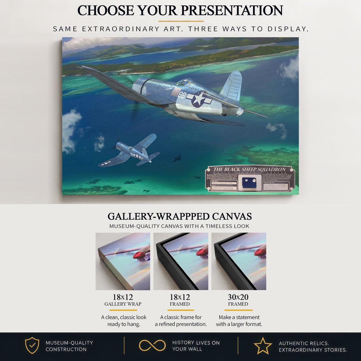 F4U Corsair Black Sheep Squadron gallery-wrapped canvas