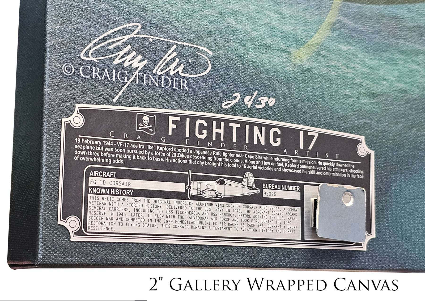 Fighting 17 - Ira Kepford F4U Corsair Canvas | INCLUDES: Wing Relic