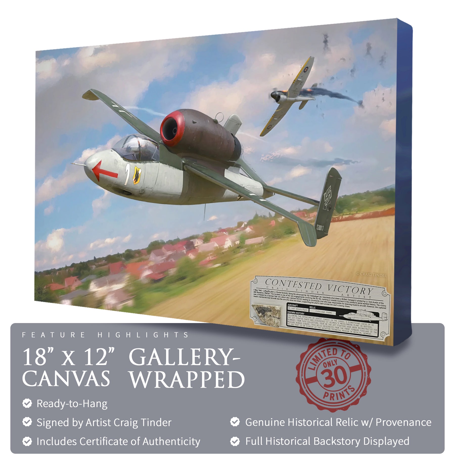 He 162 Salamander - Contested Victory Canvas | INCLUDES: Fuselage Relic