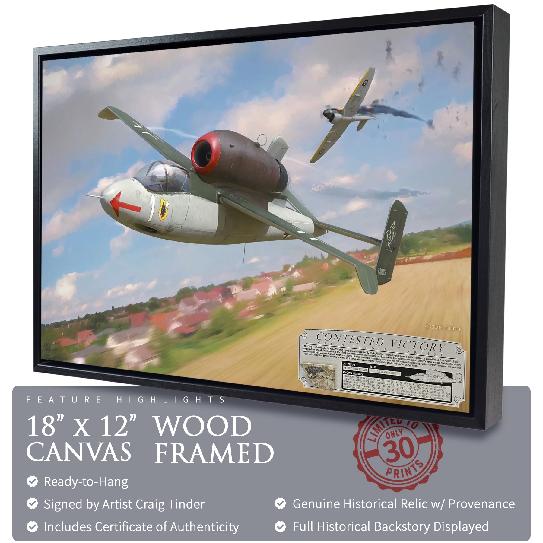 He 162 Salamander - Contested Victory Canvas | INCLUDES: Fuselage Relic