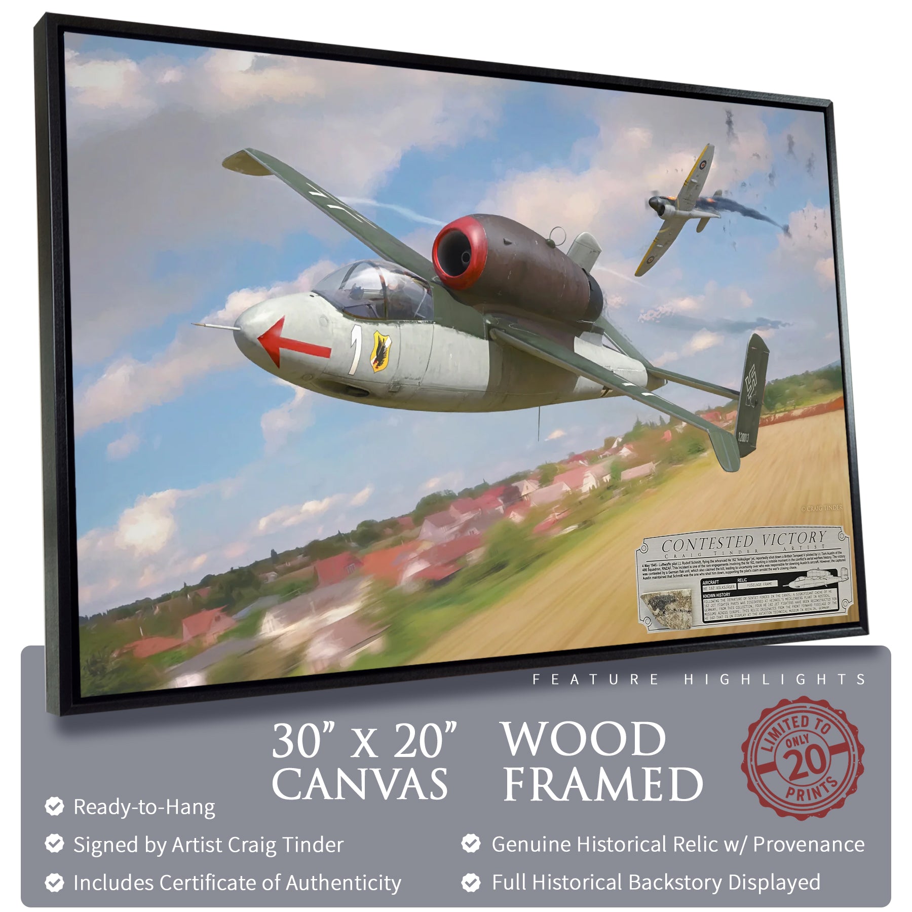 He 162 Salamander - Contested Victory Canvas | INCLUDES: Fuselage Relic
