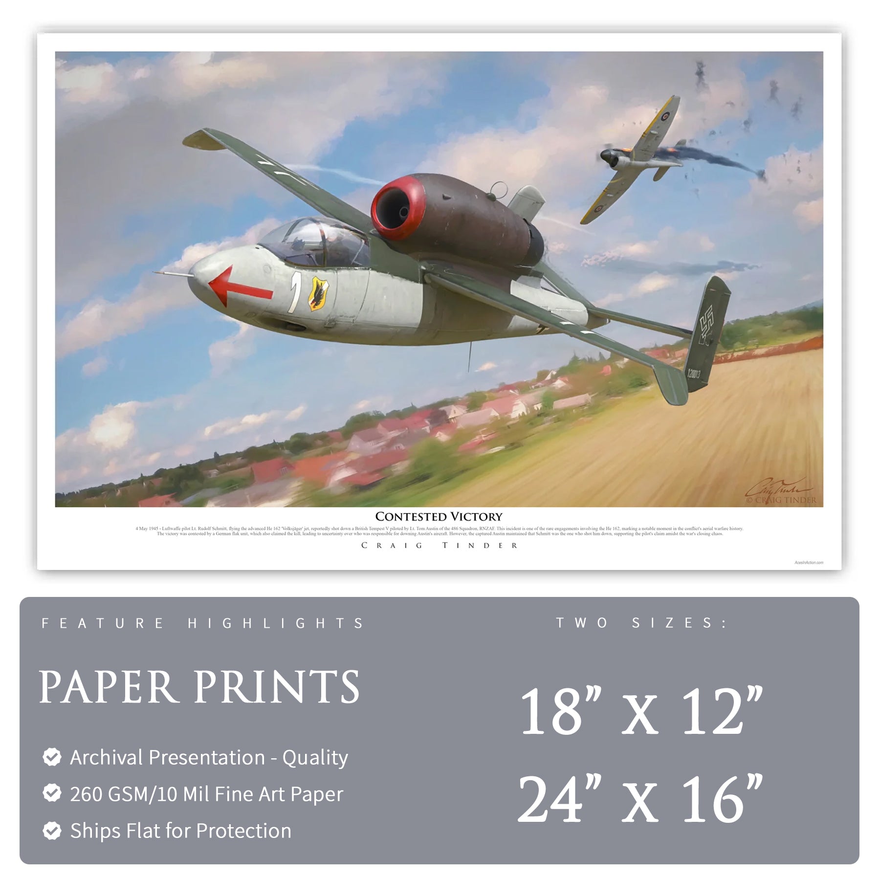 He 162 Salamander - Contested Victory Canvas | INCLUDES: Fuselage Relic