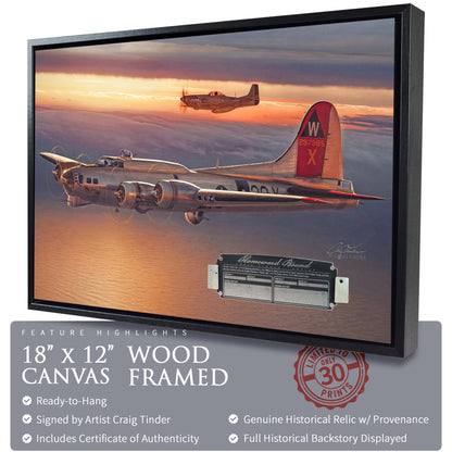 B-17 & P-51 - Homeward Bound Canvas | INCLUDES: Wing Skin & Fuselage Panel Relics