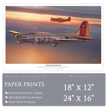 B-17 & P-51 - Homeward Bound Canvas | INCLUDES: Wing Skin & Fuselage Panel Relics
