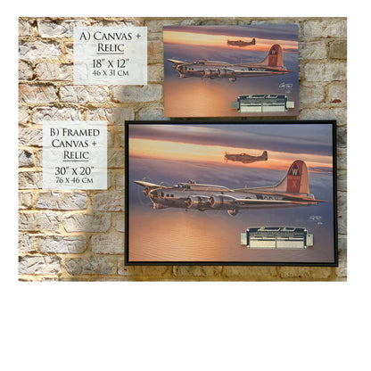 B-17 & P-51 - Homeward Bound Canvas | INCLUDES: Wing Skin & Fuselage Panel Relics