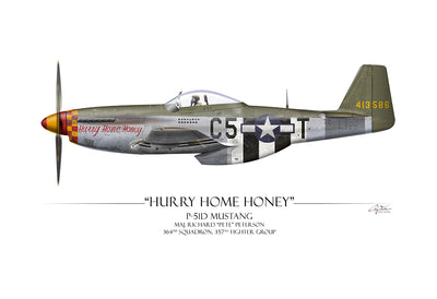 P-51 Mustang - Hurry Home Honey Profile Art Print by Craig Tinder