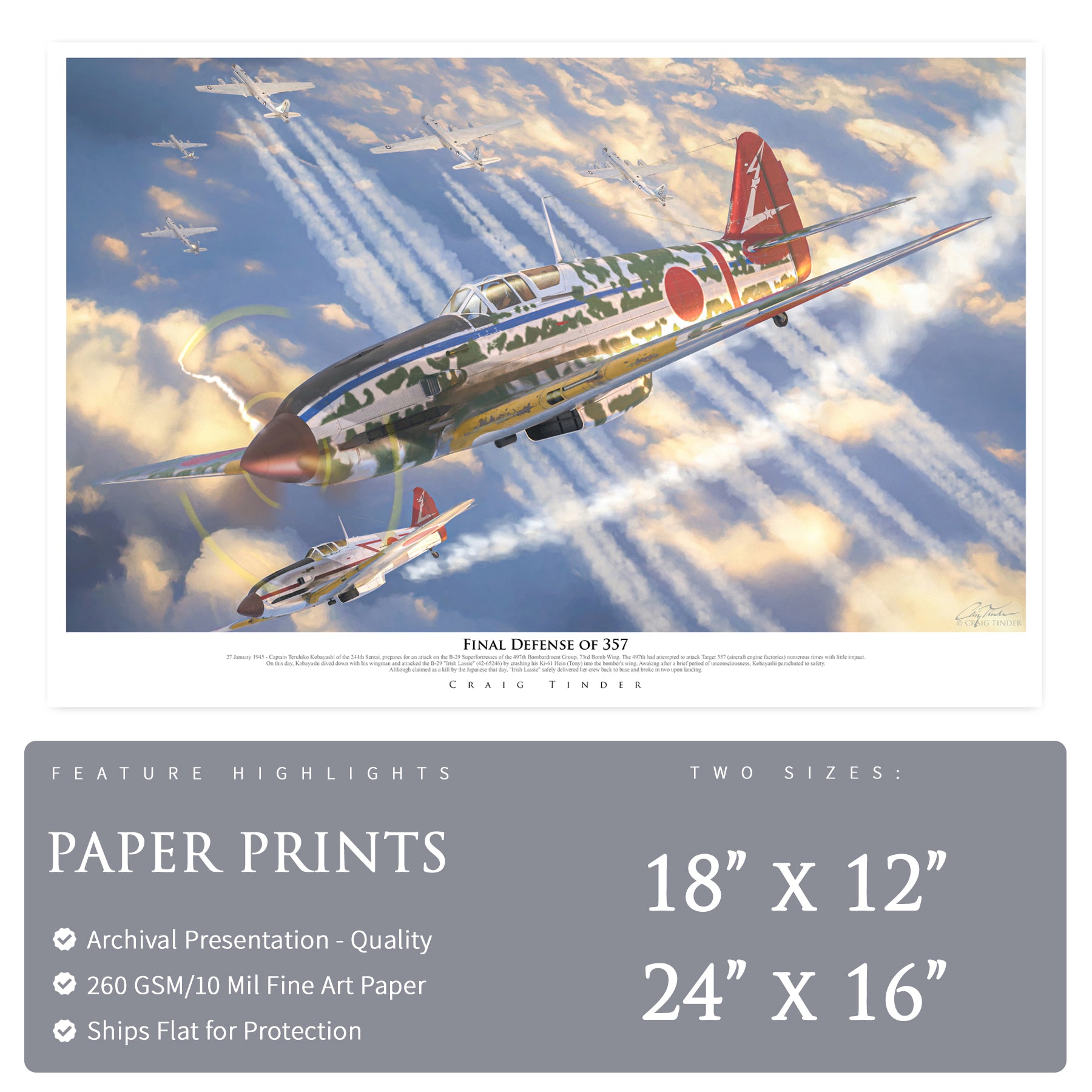 Ki-61 Hein Tony - Final Defense of 357 Canvas | INCLUDES: Engine Canister Piece
