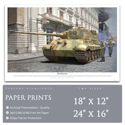 King Tiger Tank - Panzer Ace Canvas | INCLUDES: KwK 43 Shell Fragment