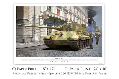 Panzer Ace - King Tiger Tank Canvas with KwK 43 Shell Fragment