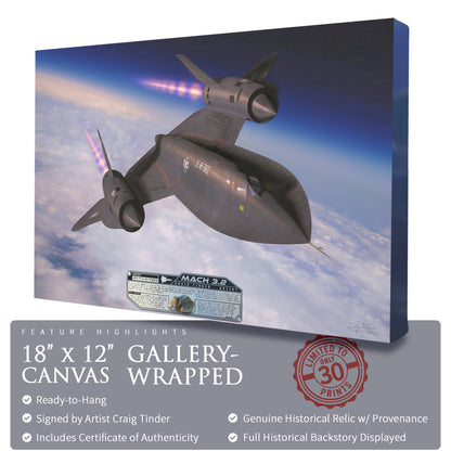 SR-71 Blackbird - Mach 3.2 Canvas | INCLUDES: Titanium SR-71 Relic