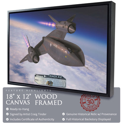 SR-71 Blackbird - Mach 3.2 Canvas | INCLUDES: Titanium SR-71 Relic